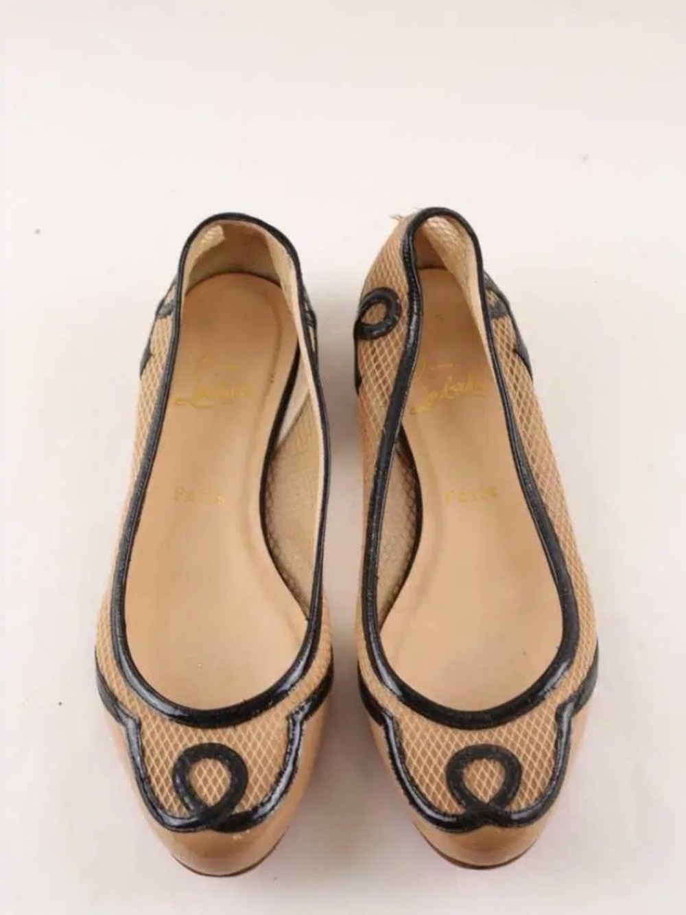 Christian Louboutin mesh and patent leather ballet flats with red bottom - Picture 2 of 12